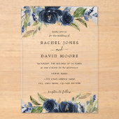 Marine Bloemblad Clear Acryl Huwelijksuitnodiging Acryl Uitnodigingen (Voorkant)