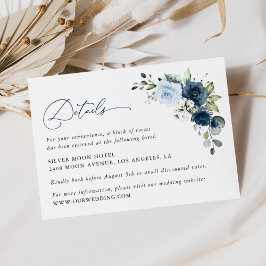Marine bloemen, blauwe bloemen, bloemen bruiloft d informatiekaartje