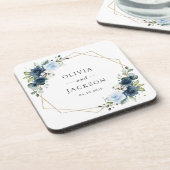 Marine Bloemen, Blauwe Bloemen, Boho, Bloemen brui Bier Onderzetter (Linkerzijde)