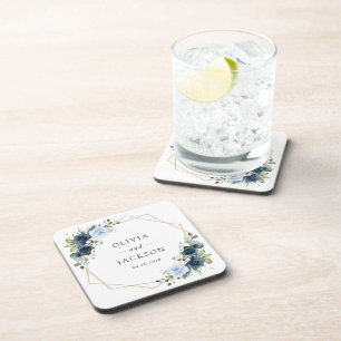 Marine Bloemen, Blauwe Bloemen, Boho, Bloemen brui Bier Onderzetter