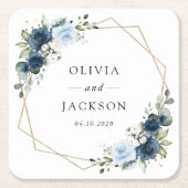 Marine Bloemen, Blauwe Bloemen, Boho, Bloemen brui Kartonnen Onderzetters (Voorkant)