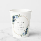 Marine Bloemen, Blauwe Bloemen, Boho, Bloemen brui Papieren Bekers (Achterkant)