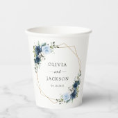 Marine Bloemen, Blauwe Bloemen, Boho, Bloemen brui Papieren Bekers (Voorkant)