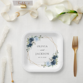 Marine Bloemen, Blauwe Bloemen, Boho, Bloemen brui Papieren Bordje