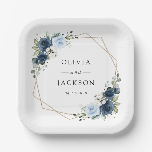 Marine Bloemen, Blauwe Bloemen, Boho, Bloemen brui Papieren Bordje (Voorkant)