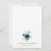 Marine Bloemen, Blauwe Bloemen, Boho, Bloemen brui Save The Date (Achterkant)