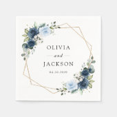 Marine Bloemen, Blauwe Bloemen, Boho, Bloemen brui Servet (Voorkant)