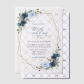 Marine Bloemen, Blauwe Bloemen, Boho, Bloemen brui Vellum Uitnodigingen (Offset (Uitnodiging))