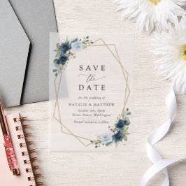 Marine Bloemen, Blauwe Bloemen, Boho, Bloemen brui Vellum Uitnodigingen