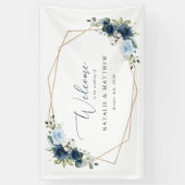 Marine Bloemen, Blauwe Bloemen, Boho, Huwelijk Wel Spandoek (Verticaal)