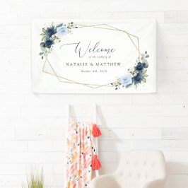 Marine Bloemen, Blauwe Bloemen, Boho, Trouw Welkom Spandoek