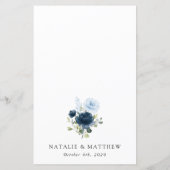 Marine Bloemen, Blauwe Bloemen, Boho, Trouwmenu (Achterkant)