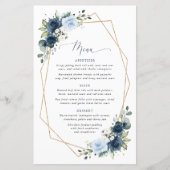 Marine Bloemen, Blauwe Bloemen, Boho, Trouwmenu (Voorkant)