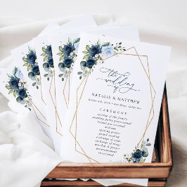 Marine Bloemen, Blauwe Bloemen, Boho, Trouwprogram