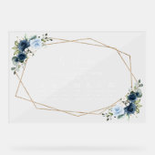 Marine Bloemen, Blauwe Bloemen, Boho, Trouwtijdlij Acryl Bord (Voorkant)