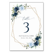 Marine bloemen, blauwe bloemen, bruiloft tafel num kaart (Achterkant)