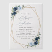 Marine Bloemen, Blauwe Bloemen, Groen, Zoet 16 Vellum Uitnodigingen (Voorkant)