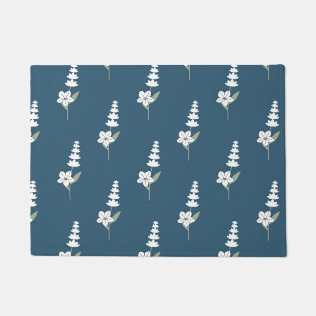 Marine Bloemen Boheems Botanisch Patroon Deurmat (Voorkant)