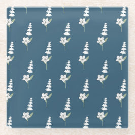 Marine Bloemen Boheems Botanisch Patroon Glazen Onderzetter