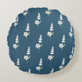 Marine Bloemen Boheems Botanisch Patroon Rond Kussen