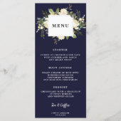 Marine Bloemen Boho Wedding Menu Kaarten (Voorkant)
