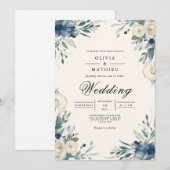 Marine Bloemen Botanische Boog Wedding Kaart (Voorkant / Achterkant)