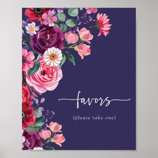 Marine Bloemen Favorieten Trouwen Poster (Voorkant)