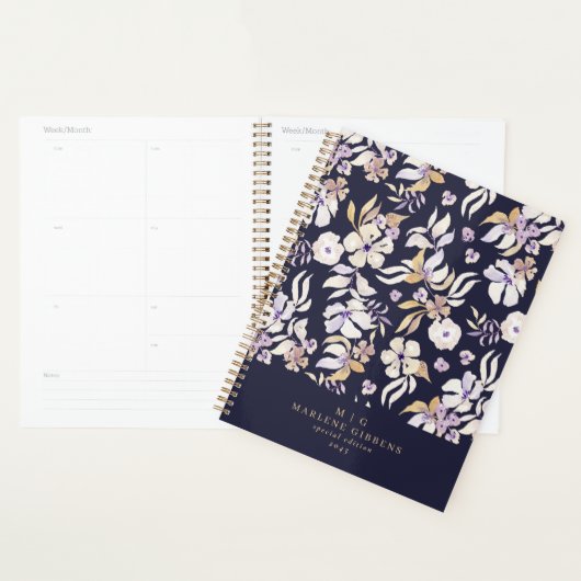 Marine bloemen, goud monogram, herfst planner (Display)