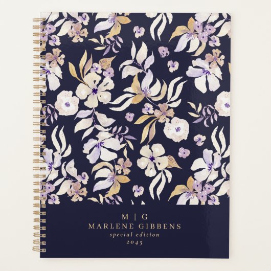 Marine bloemen, goud monogram, herfst planner (Voorkant)