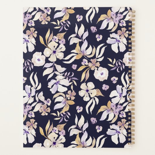 Marine bloemen, goud monogram, herfst planner (Achterkant)