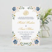 Marine Bloemen Goud Moslim Islamitische Arabische  Kaart (Staand voorkant)