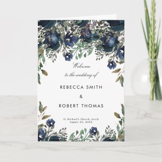 Marine bloemen huwelijksceremonie orde van dienst programma (Voorkant)