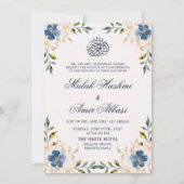 Marine Bloemen Moslim Islamitische Nikah Arabisch Kaart (Voorkant)