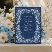 Marine Bloemen Rustieke Bruiloft Kaart