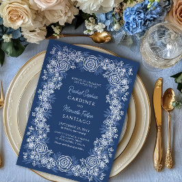 Marine Bloemen Rustieke Bruiloft Kaart