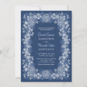 Marine Bloemen Rustieke Bruiloft Kaart (Voorkant)