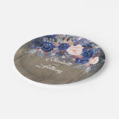 Marine Bloemen Rustieke Bruiloft Papieren Bordje (Gekanteld)