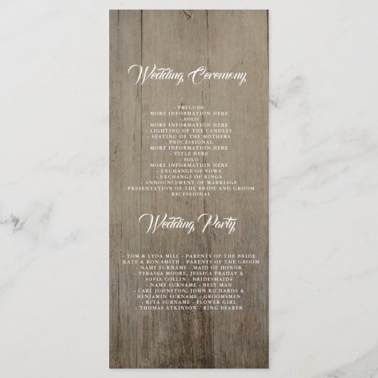 Marine Bloemen Rustieke Bruiloft Programma's (Achterkant)