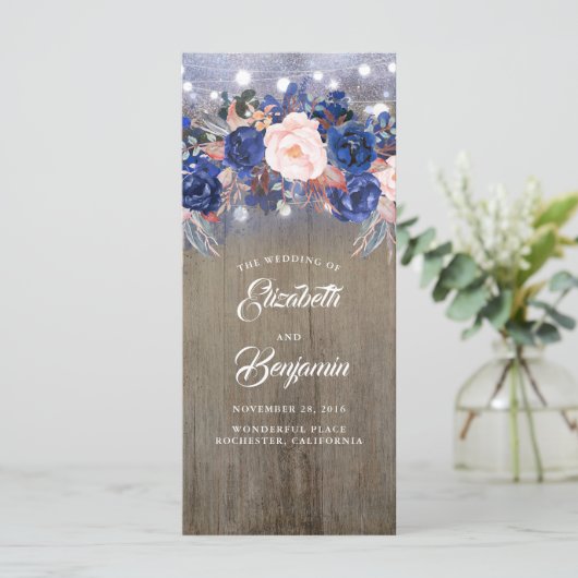 Marine Bloemen Rustieke Bruiloft Programma's (Staand voorkant)