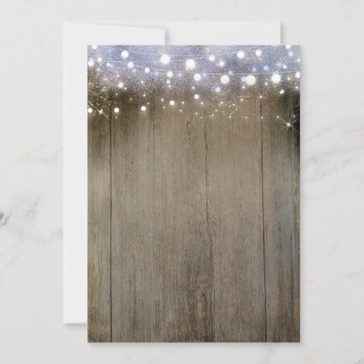 Marine Bloemen Rustieke String Lights Bruiloft Kaart (Achterkant)