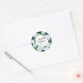 Marine Bloemen Witte Hydrangea Foliage Damast Brui Ronde Sticker (Envelop)