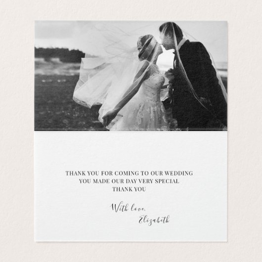 marine bloemengoud script foto gevouwen dank u kaart (Binnenkant ongevouwen)