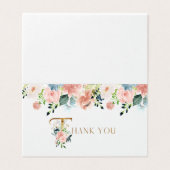 marine bloemengoud script foto gevouwen dank u kaart (Buitenkant ongevouwen)
