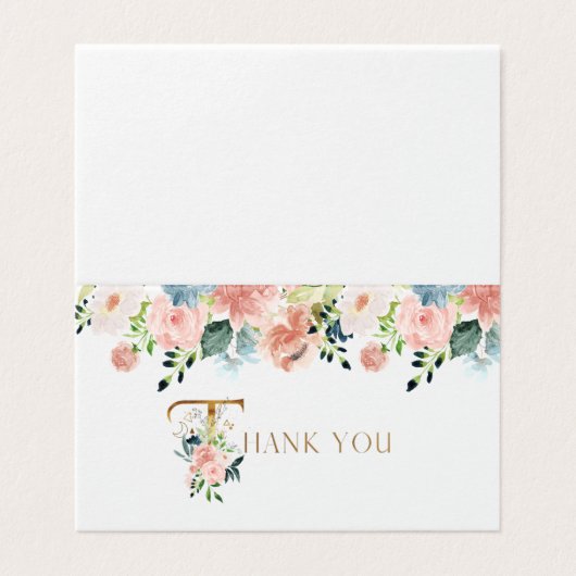 marine bloemengoud script foto gevouwen dank u kaart (Buitenkant ongevouwen)