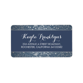 marine bloemenzilveren bruiloft etiket