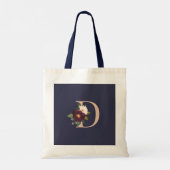 Marine Bloemige Monogram Letter D Bruiloft Feest   Tote Bag (Achterkant)
