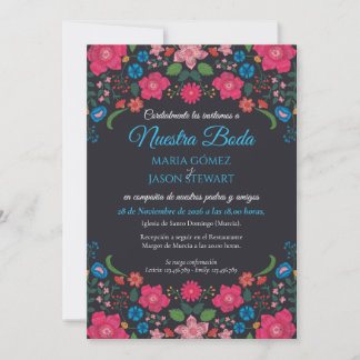 Marine Bloemrijke Kleurrijke Elegante Boda Spaanse Kaart