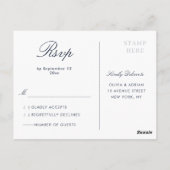 Marine & blozen bloemenhuwelijk RSVP Briefkaart (Achterkant)