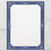 Marine Blue and Silver Art Deco Stationery Briefhoofd (Voorkant)