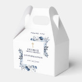 Marine Blue Botanical Moderne bevestiging Bedankdoosjes (Achterkant)